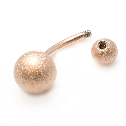 Surgical Steel 14 Gauge Belly Ring with PVD Sand Finish Ball - 16mm - photo 2