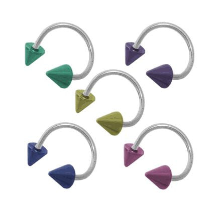 Surgical Steel 14 Gauge Twister Spiral Ring with Spike PVD