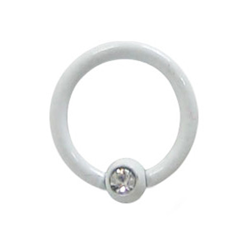 Surgical Steel 16 Gauge Captive Bead Ring with White Bezel CZ