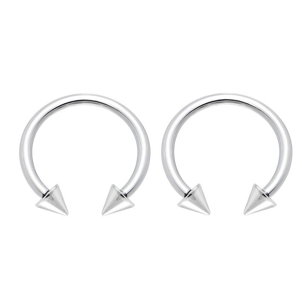 Surgical Steel 16 Gauge Horseshoe Barbell with White Spike - Pair