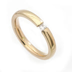 Rose Gold IP Surgical Steel Tension Set CZ Band Ring 3mm