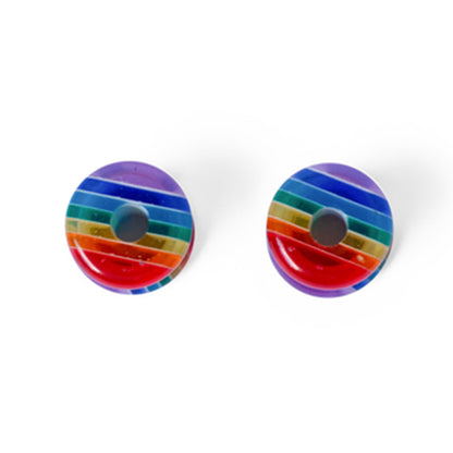 Acrylic 2 Gauge Ear Gauges Plugs Rainbow Marble Stripes Design - Pair - photo 2
