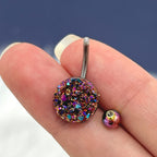 Surgical Steel 14 Gauge Belly Ring with Rainbow Confetti - photo 3