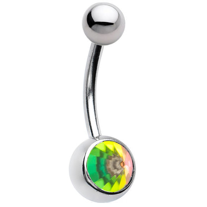 Surgical Steel 14 Gauge Belly Ring with Face Cone CZ - photo 5