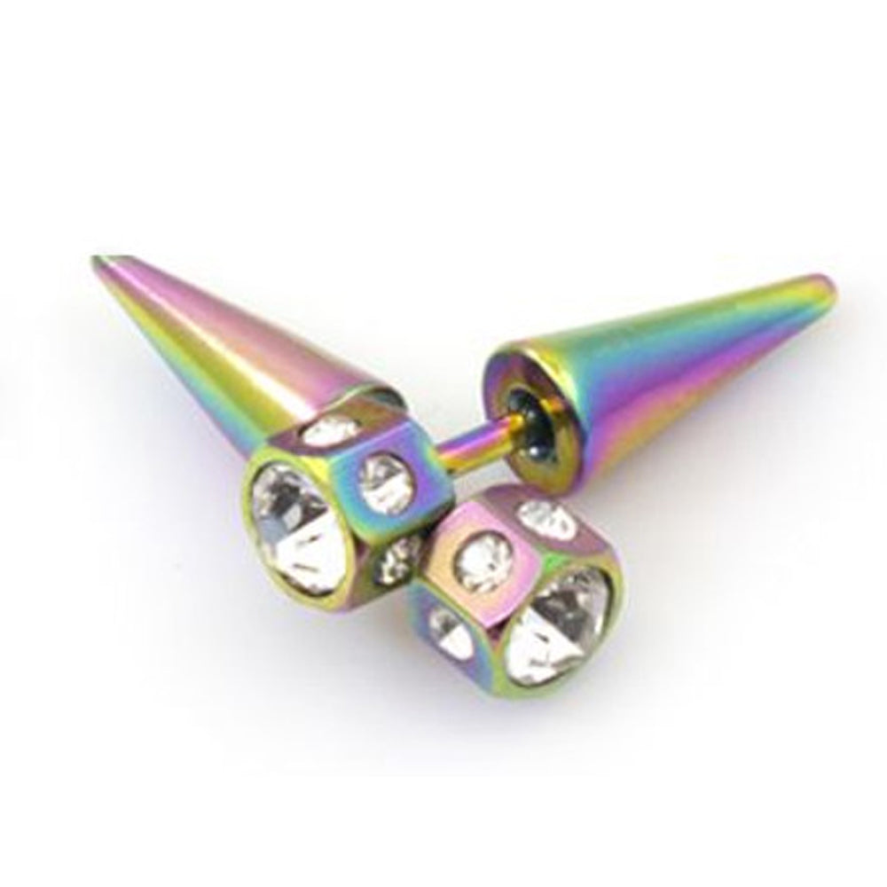 Surgical Steel 16 Gauge Crystal CZ Fake Taper Ear Gauges - Pair - photo 9