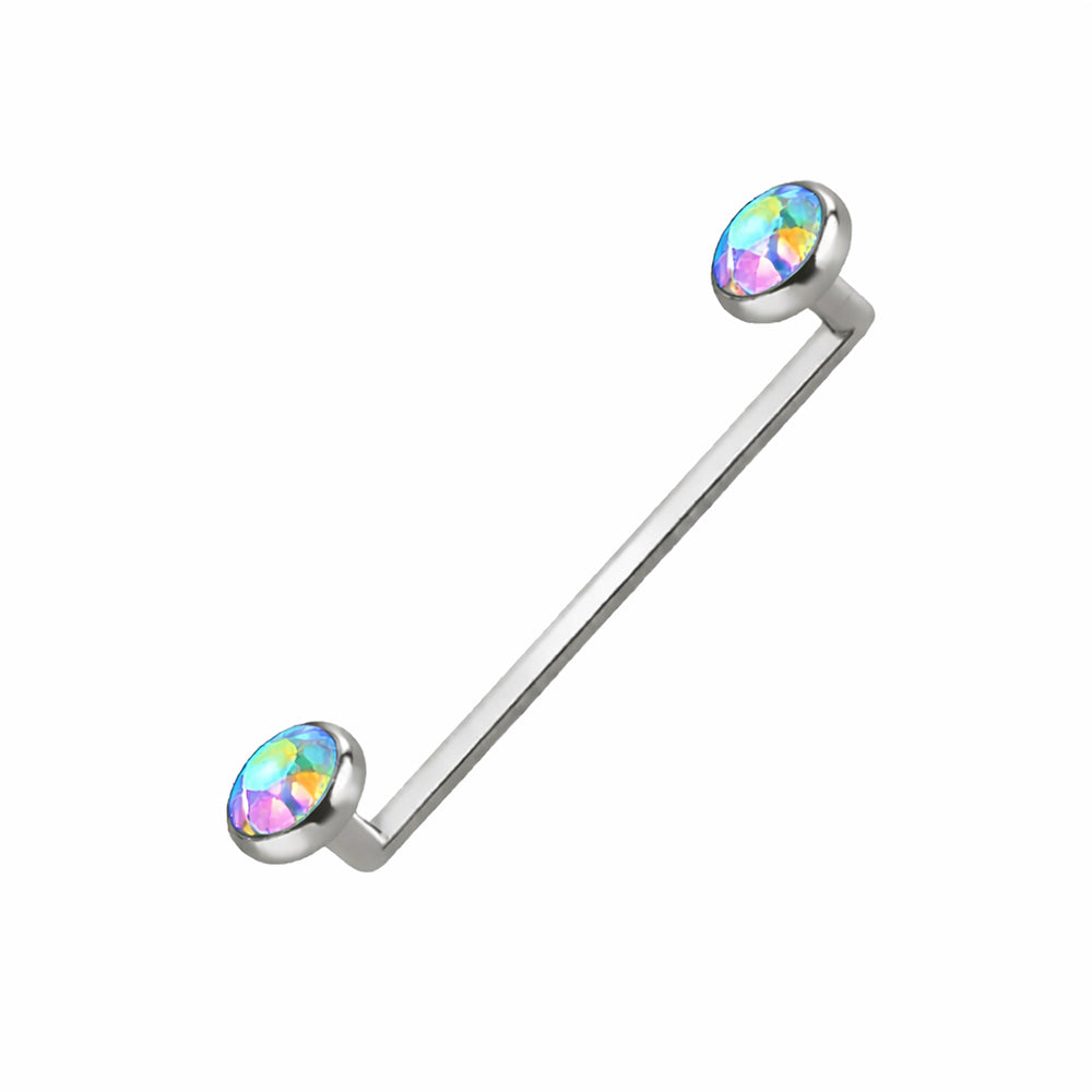 Surgical Steel 13 Gauge Barbell Surface with Press Fit Flat CZ