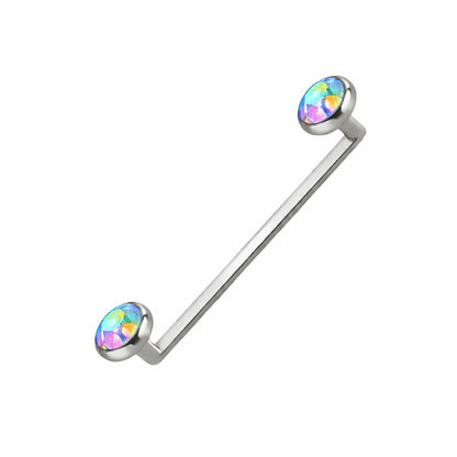 Surgical Steel 13 Gauge Barbell Surface with Press Fit Flat CZ