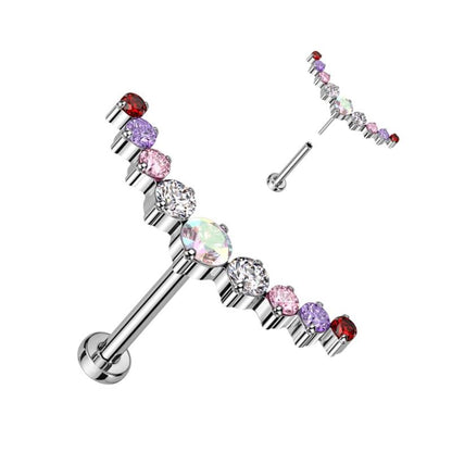 Titanium 18 Gauge Curved CZ Climber Flat Back Labret Stud - photo 4