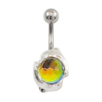 Surgical Steel 14 Gauge Belly Ring with Coupled Dolphin Disco Ball - photo 3