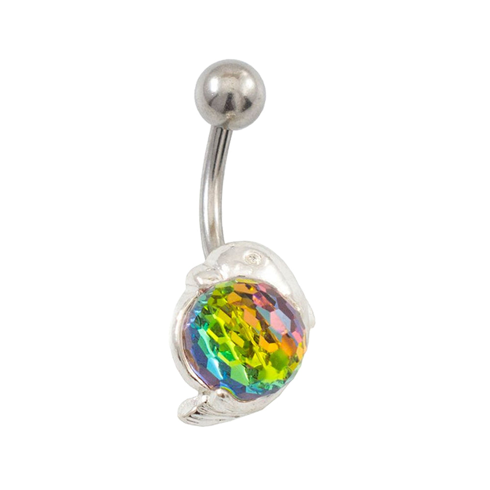 Surgical Steel Dolphin Disco Ball Belly Ring 14G 11mm - 3 Colors - photo 2
