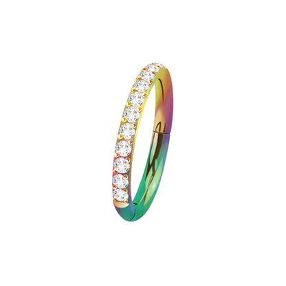 Titanium 16 Gauge Hinged Hoop Ring Segment with Forward Facing CZ