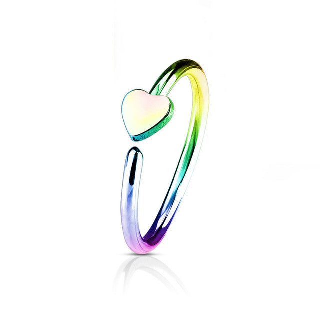 Surgical Steel 20 Gauge Bendable Nose Ring with Heart - photo 4