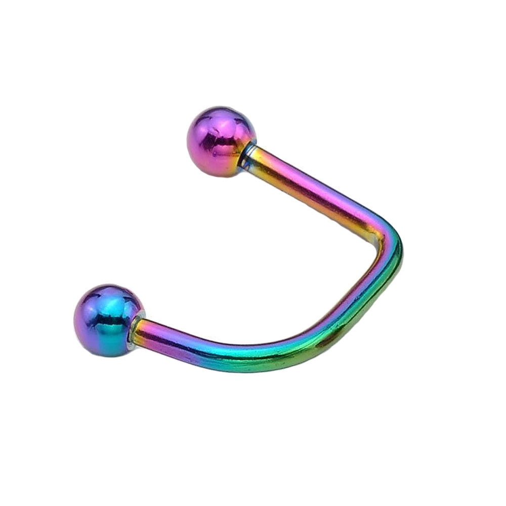 Surgical Steel 16 Gauge Rainbow PVD Lippy Loop Labret with Balls