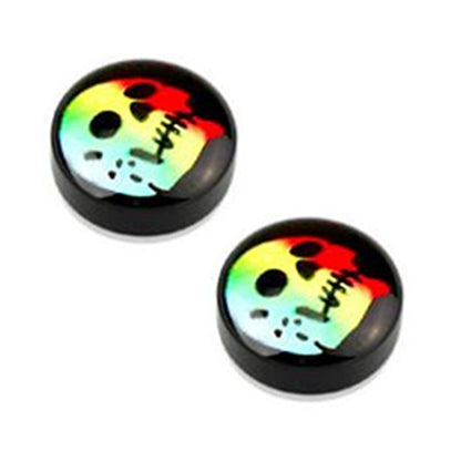 Acrylic Magnetic Fake Ear Gauges with Sakura & Skull Designs - Pair - photo 8