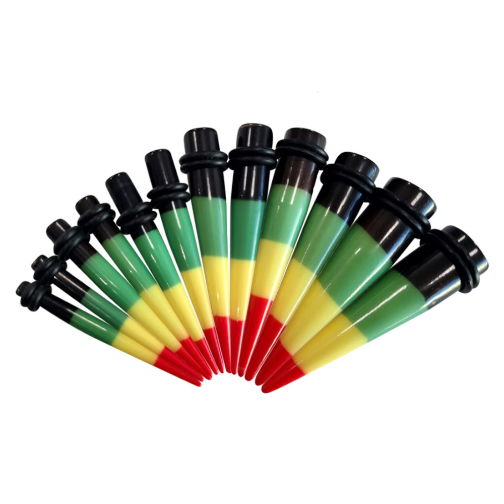 Acrylic Rasta Colors Taper Stretching Kit 6G to 1/2 Inch - 12 Pack