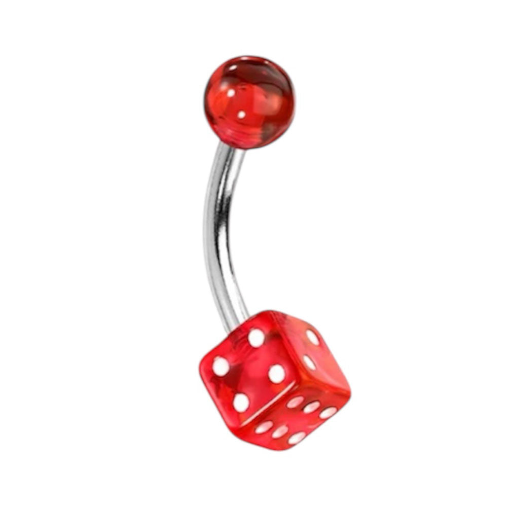 Surgical Steel 14 Gauge Belly Ring with Acrylic Dice - photo 9