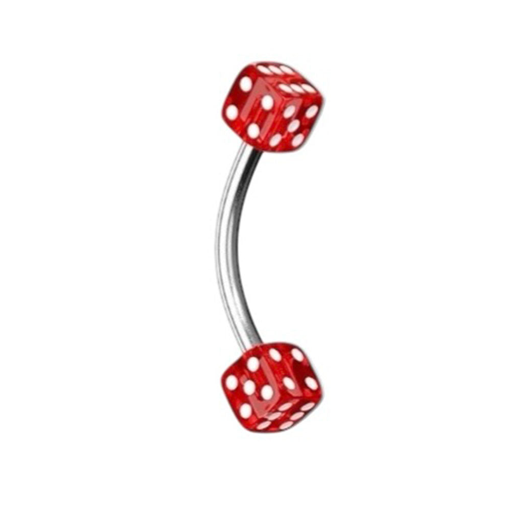 Surgical Steel Curved Barbell 16G with UV Acrylic Dice - 10 Colors - photo 13
