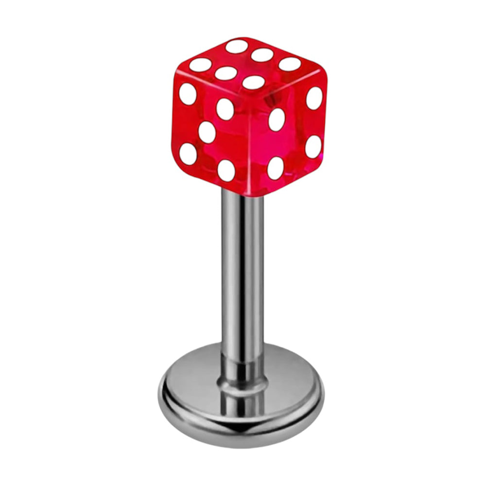 Surgical Steel 16 Gauge Flat Back Labret Stud with Acrylic Dice - photo 11