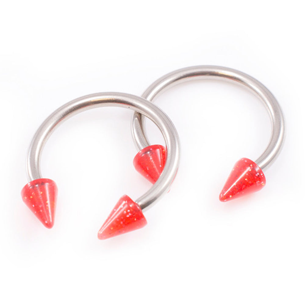 Surgical Steel 10 Gauge Horseshoe Barbell with Acrylic Spike - Pair - photo 5