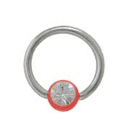 Surgical Steel 14 Gauge CZ Captive Bead Ring with UV Glow Ball - photo 6