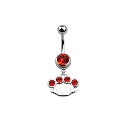 Surgical Steel 14 Gauge Belly Ring with CZ Dangle Brass Knuckles - photo 14