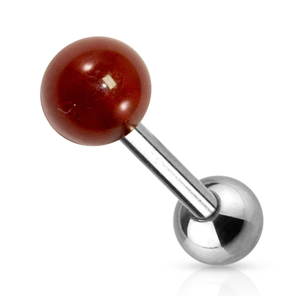 Surgical Steel 14 Gauge Tongue Barbell with Semi Precious Stone - photo 3