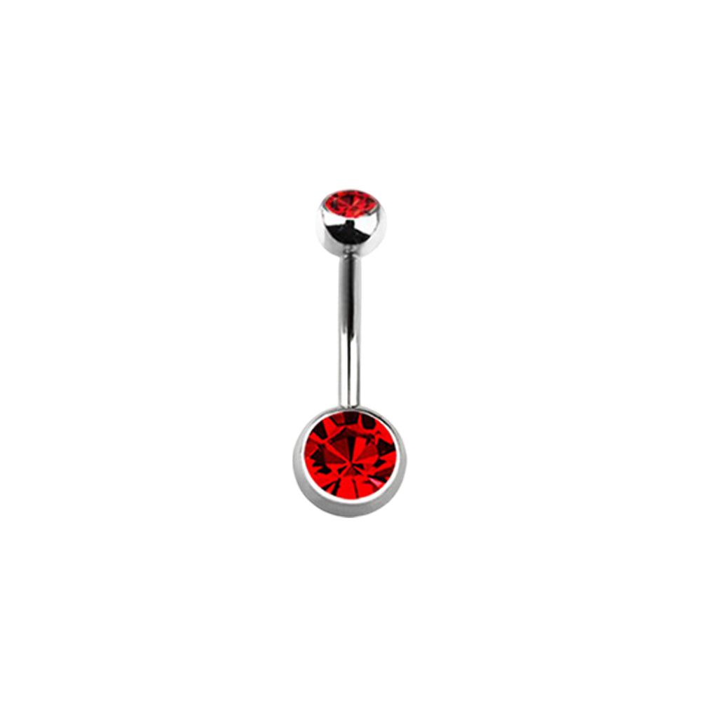 Titanium 14 Gauge Double CZ Belly Button Ring 14mm