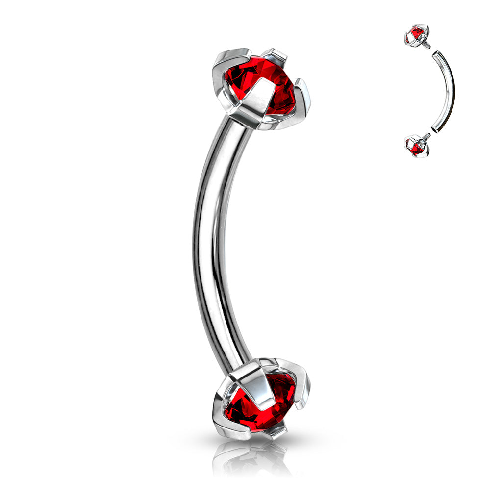 Surgical Steel Curved Barbell 16G 8mm with 3mm CZ Crystal - photo 10