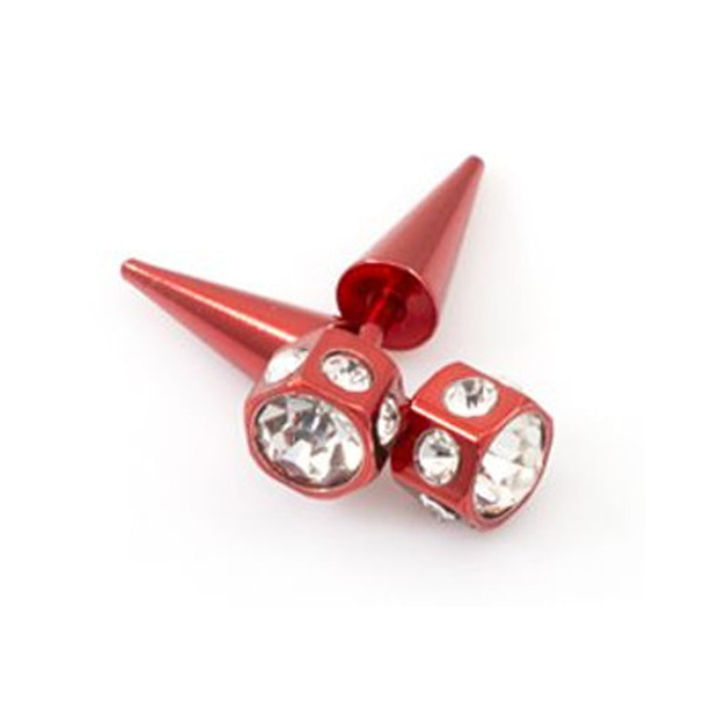 Surgical Steel 16 Gauge Crystal CZ Fake Taper Ear Gauges - Pair - photo 6
