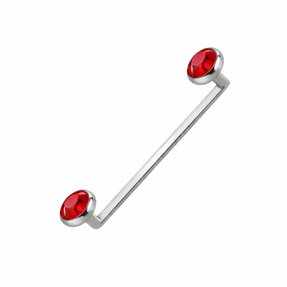 Surgical Steel 13 Gauge Barbell Surface with Press Fit Flat CZ