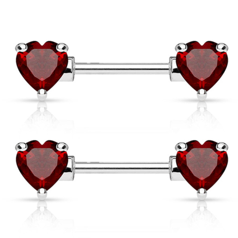 Surgical Steel 14 Gauge Nipple Barbell with CZ Heart - Pair - photo 7