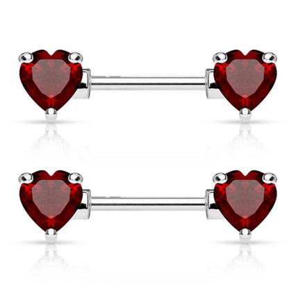 Surgical Steel 14 Gauge Nipple Barbell with CZ Heart - Pair - photo 7
