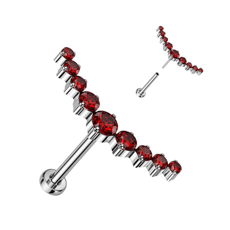 Titanium 18 Gauge Curved CZ Climber Flat Back Labret Stud - photo 6