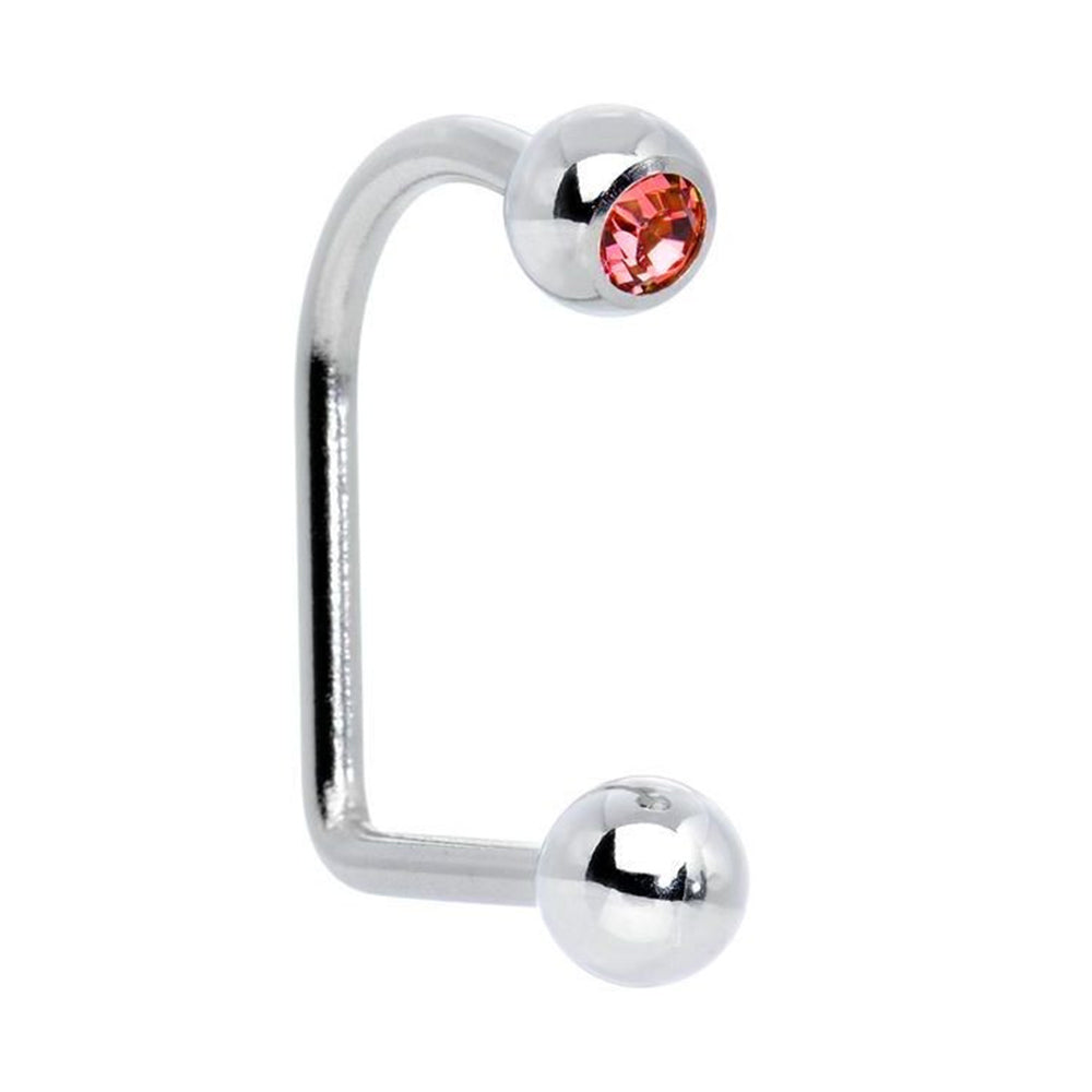 Surgical Steel 14 Gauge Lippy Loop Labret with Red CZ