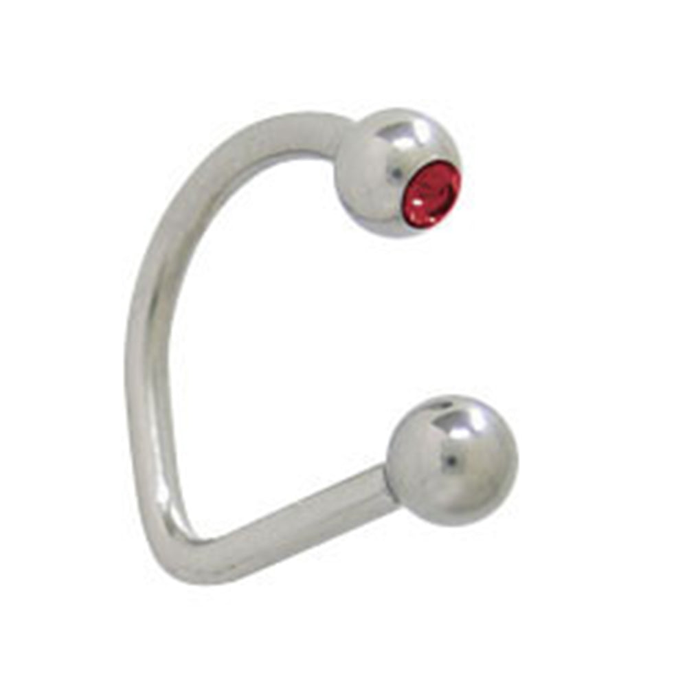 Surgical Steel 16 Gauge Labret Stud with Red CZ Lippy Loop