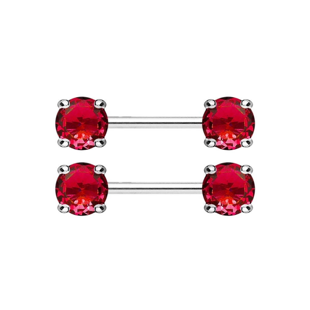Surgical Steel 14 Gauge Nipple Barbell with Front Facing CZ - Pair - photo 6