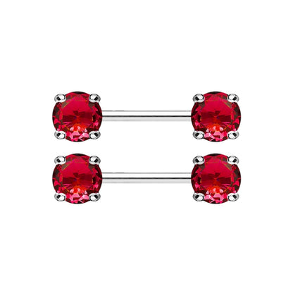 Surgical Steel 14 Gauge Nipple Barbell with Front Facing CZ - Pair - photo 6