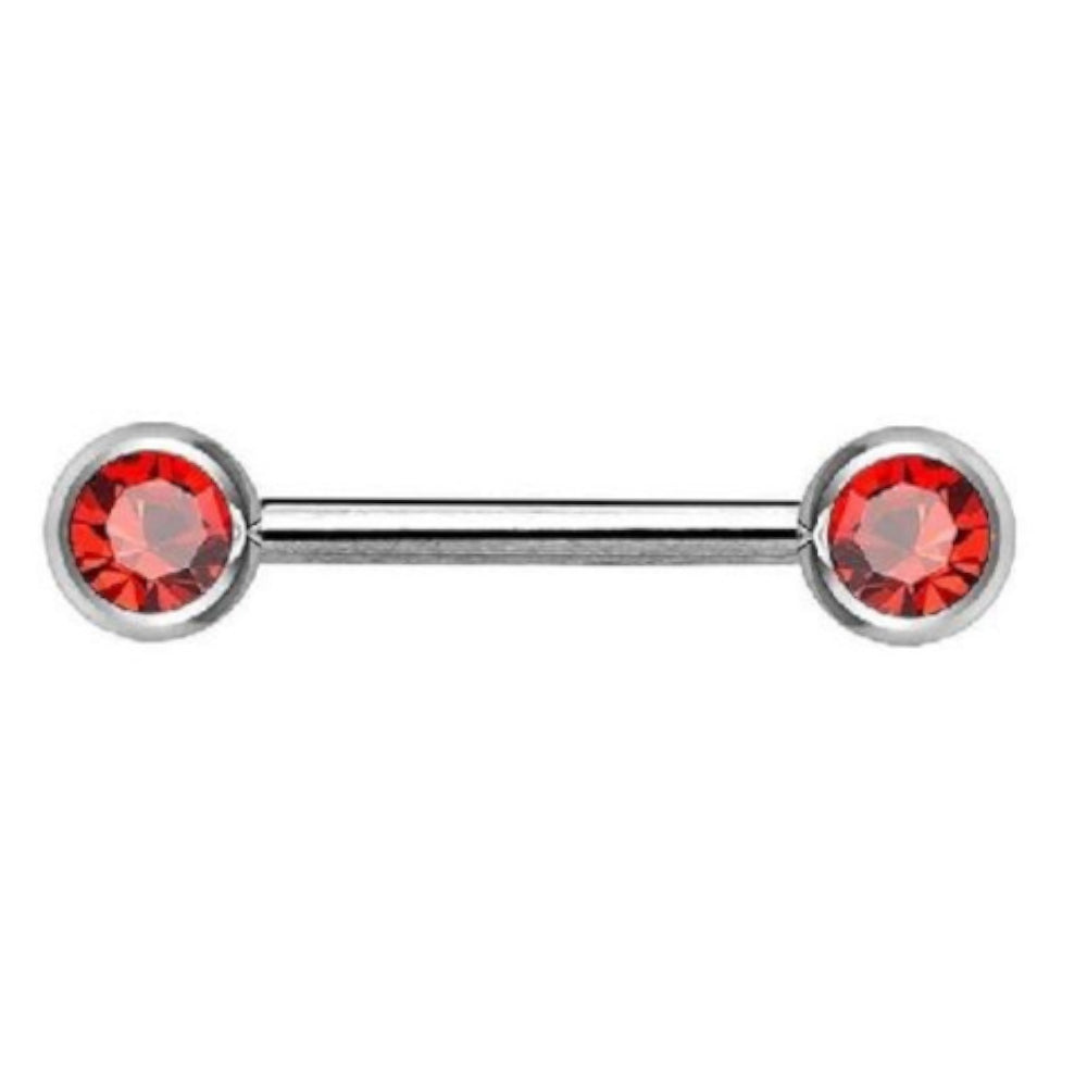 Surgical Steel 16 Gauge Nipple Barbell CZ Front Facing Bezel - Pair - photo 9