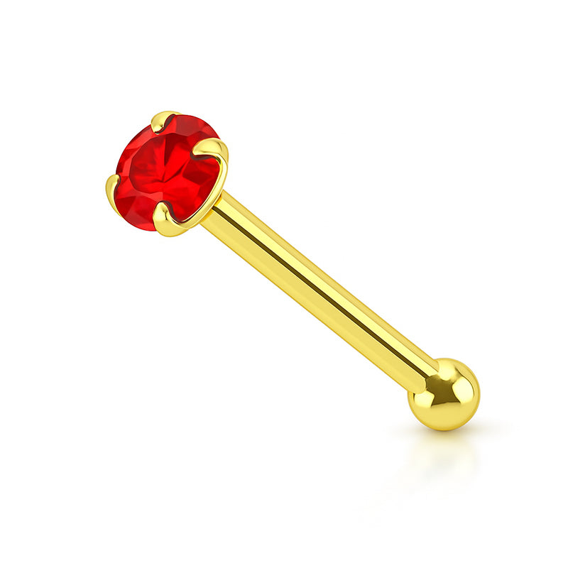 14K Solid Gold Nose Bone Stud 22G 6mm with CZ Top - photo 16