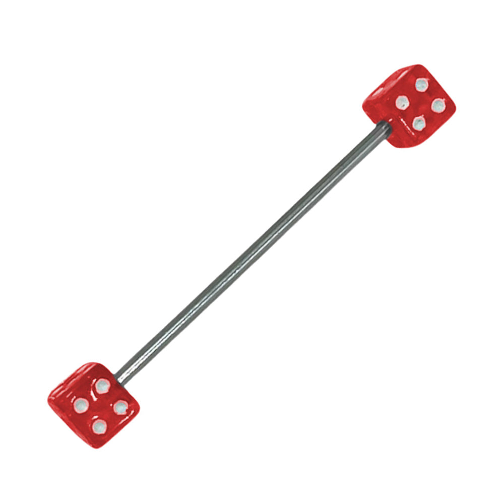 Surgical Steel 14 Gauge Industrial Barbell with Acrylic Dice Bead - photo 7