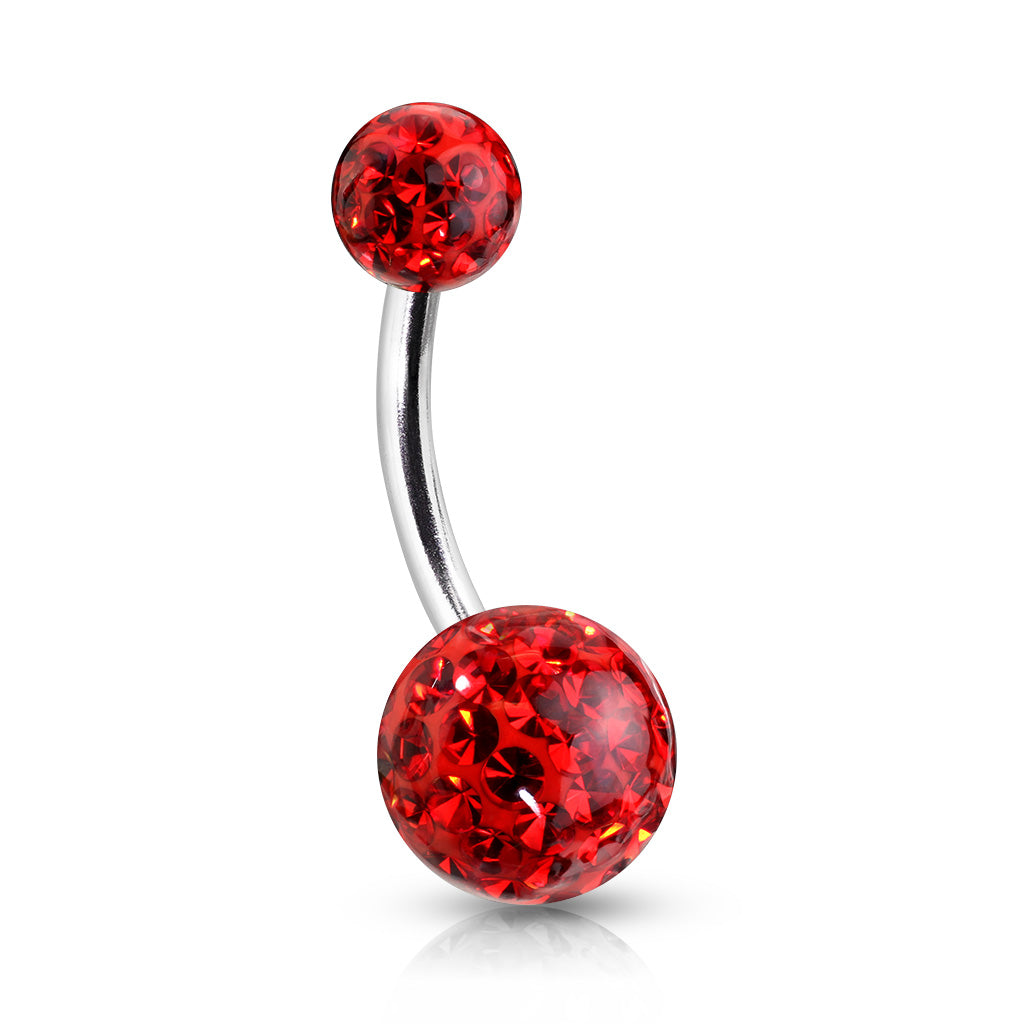 Surgical Steel 14 Gauge Belly Button Ring Red with Ferido Gems