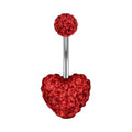 Surgical Steel 14 Gauge Belly Button Ring Red Heart with Ferido