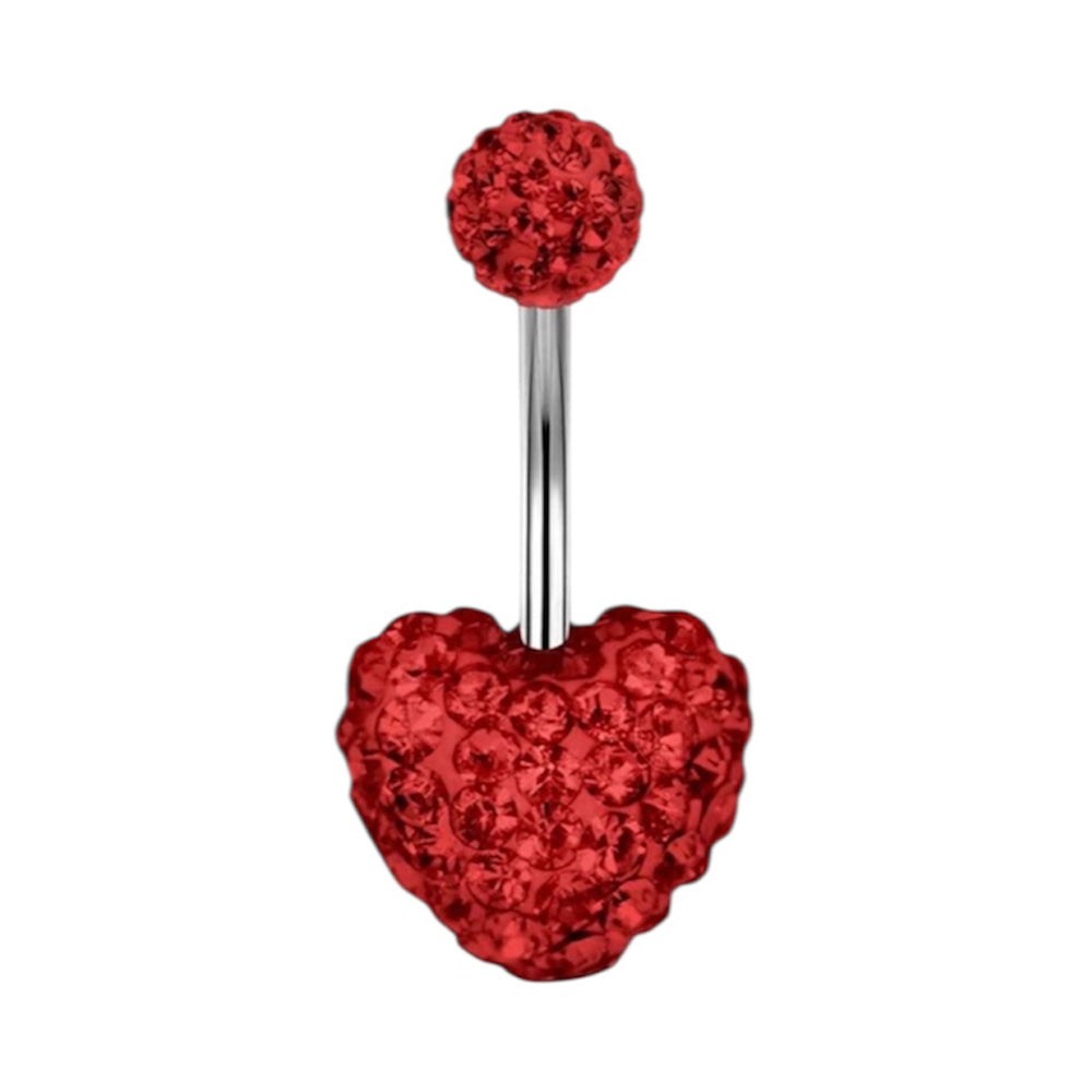 Surgical Steel 14 Gauge Belly Button Ring Red Heart with Ferido