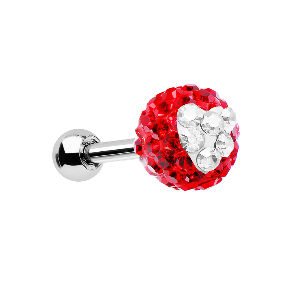 Surgical Steel 16 Gauge Cartilage Barbell with Ferido Heart Gems - photo 4