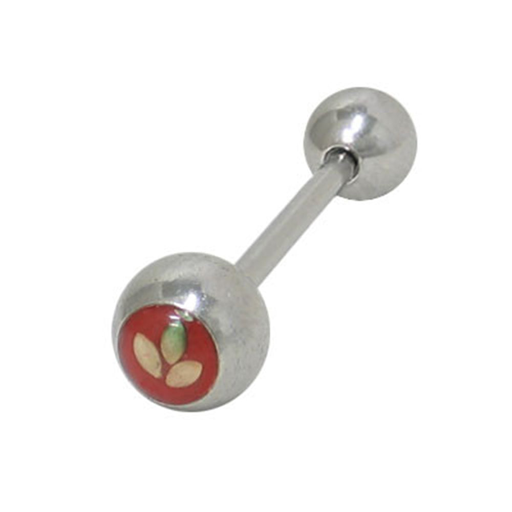 Surgical Steel 14 Gauge Tongue Barbell with Flower Logo - photo 4