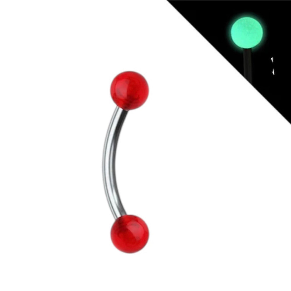 Surgical Steel 16 Gauge Eyebrow Barbell with Glow in Dark Acrylic Ball - photo 10