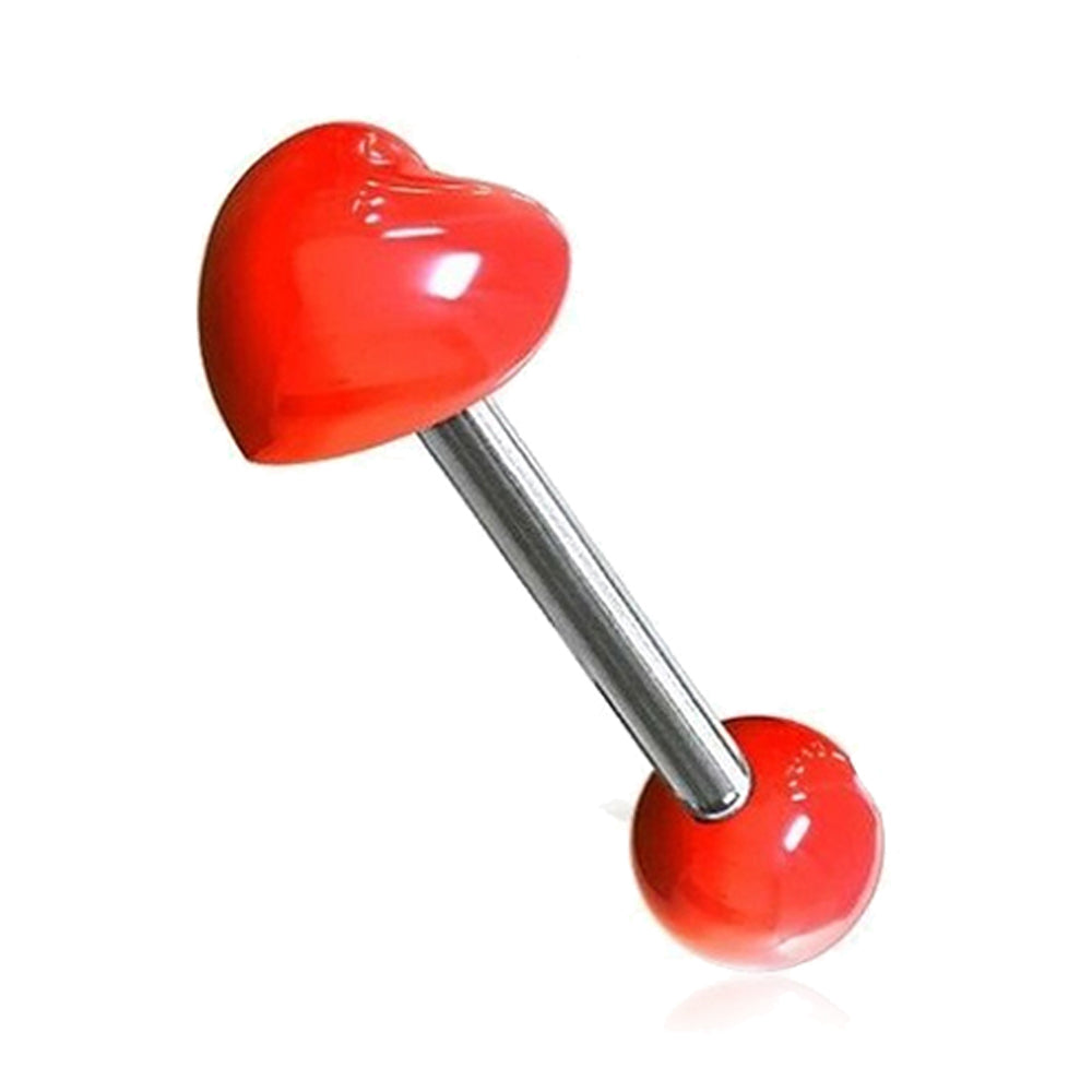 Surgical Steel 14 Gauge Tongue Barbell Heart with Acrylic Tops - photo 4