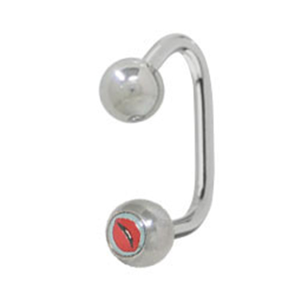 Surgical Steel 14 Gauge Lippy Loop Labret with Red Lips Logo