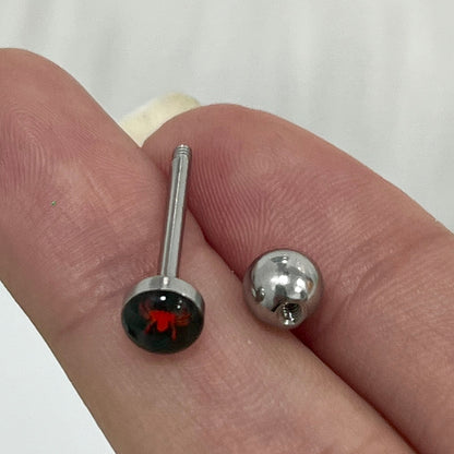 Surgical Steel 14 Gauge Tongue Barbell with Red Spider Logo - photo 2