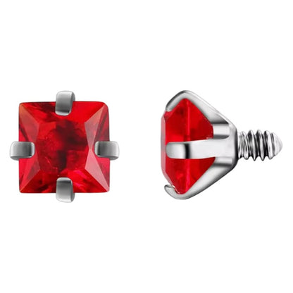 Surgical Steel 14 Gauge CZ Dermal Anchor Top with Prong Square Gems - photo 10